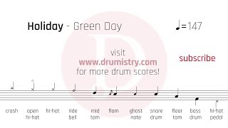 Green Day  Holiday Drum Score [upl. by Whit]