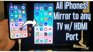 All iPhones How to Screen Mirror AirPlay to Any TV w HDMI Cable amp Digital AV Adapter [upl. by Wystand379]