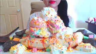 ASMR EATING BANANA SPLIT ICE CREAM SUNDAE  CHOCOLATE BISCUITS  NO TALKING [upl. by Alyahsal]