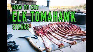 HOW TO CUT ELK TOMAHAWK STEAKS in the field with John Dudley [upl. by Ecaj]