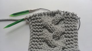 Warkocz na drutach  sznurek bawełniany Knitting braid Braid stitch [upl. by Eilyk]