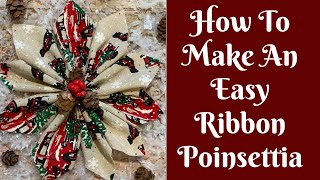 Easy Christmas Crafts How To Make An Easy Ribbon Poinsettia [upl. by Rosenberg]