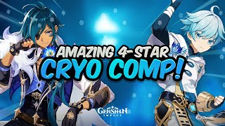 AMAZING 4 STAR TEAM WITH NEW CRYO SET Kaeya amp Chongyun Crazy DPS  GuideShowcase  Genshin Impact [upl. by Bolt535]