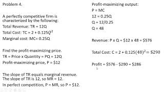 Perfect Competition Example Problems Algebra Based Solutions [upl. by Paulo]