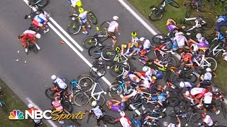 Second massive crash leads to pileup in Stage 1 of the 2021 Tour de France  Cycling on NBCSports [upl. by Macpherson205]