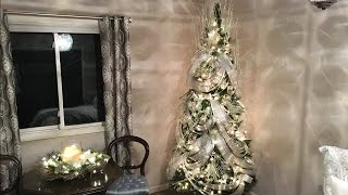 Wave Ribbon Christmas Tree Decorating Tutorial  How To Ribbon Technique  Holiday decorating [upl. by Valeda754]