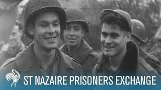 American amp German Prisoners Exchange At St Nazaire 1944  British Pathé [upl. by Bicknell]