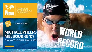 Michael Phelps World Record Gold at Melbourne 2007  FINA World Championships [upl. by Annahs]