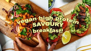 3 VEGAN HIGH PROTEIN Savoury Breakfast Ideas [upl. by Arorua]