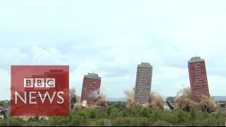 Glasgow tower blocks tumble in controlled explosion  BBC News [upl. by Crowell]