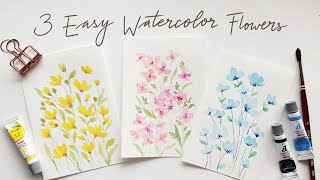 3 EASY beginner friendly watercolor flower doodles [upl. by Gaddi599]