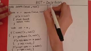 Binary Search Tree  Deletion Pseudo Code [upl. by Jaquelin]