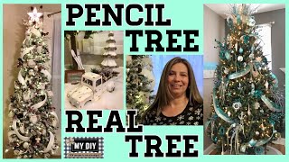 Pencil Christmas Tree Decorating  How to put a ribbon on a REAL Christmas tree  2 TREES 🎄 [upl. by Noach]