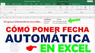 Cómo Poner Fecha Automática en Excel al Modificar Celda💪🏻 [upl. by Haig297]