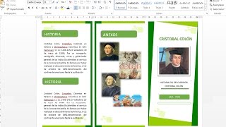 Como crear un tríptico en word 2013  2016 [upl. by Haynes192]