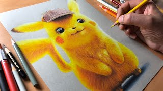 Drawing Detective Pikachu  Timelapse  Artology [upl. by Nnyltiak]