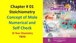 Federal Board Chemistry 1st Year  Chapter 1 Stoichiometry Lecture 01  Mole Concept and Self Check [upl. by Enilorak]