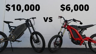 10000 EBike Comparison  72v Sur Ron vs Stealth B52 [upl. by Akema]