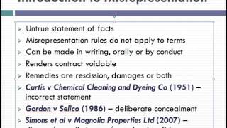 Misrepresentation Lecture 1 of 4 [upl. by Bernetta]