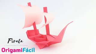 Cómo hacer un barco PIRATA de papel fácil  Origami [upl. by Francoise]