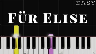 Für Elise  Beethoven  EASY Piano Tutorial [upl. by Goldwin]