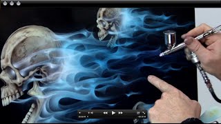 How to Airbursh Real Fire amp Skulls  Realistic Blue Flames [upl. by Halet]