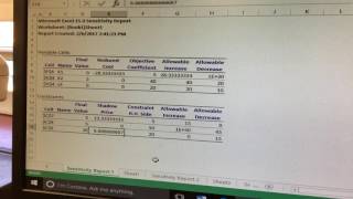 Interpreting Sensitivity Analysis on Excel Solver [upl. by Hellene862]