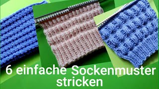 6 einfache Sockenmuster stricken [upl. by Niehaus]