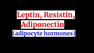 Leptin Adiponectin resistinadipocyte hormones [upl. by Heloise]