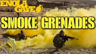 DesertFox Airsoft Enola Gaye Smoke Grenades WP40 EG18 and Burst Smoke [upl. by Adnovahs]