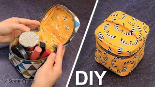 DIY Cosmetic Zipper Pouch  Cube Makeup Bag Tutorial sewingtimes [upl. by Yasibit]