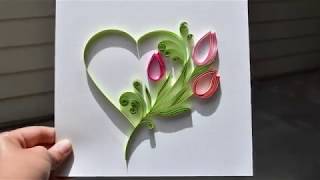 BEAUTIFUL TULIP QUILLING HEART DESIGN TUTORIAL FOR BEGINNERS  Secrets of Quilling [upl. by Recneps]