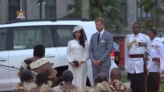 Fijian Traditional Welcome Ceremony for the Duke and Duchess of Sussex [upl. by Yror]