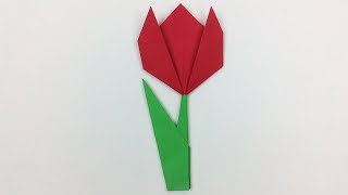 Easy Origami Paper Tulip 🌷 Flower Tutorial  How to Make Origami Paper Flowers 🌷  Easy Crafts DIY [upl. by Enos]