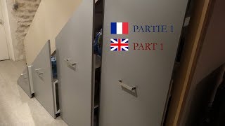 installer un placard coulissant sous escalier Part 1  Install a sliding storage under stairs Part 1 [upl. by Schargel]