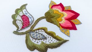 Embroidery Crewel Work  How to Embroider a Jacobean Flower [upl. by Atirihs]