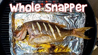 Whole Snapper cooked on a Weber Kettle recipe [upl. by Redla238]