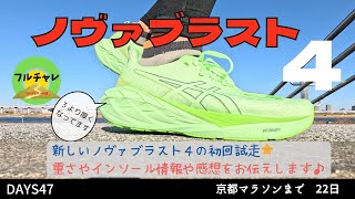 【Days47】ノヴァブラスト４⭐️初回インプレッション⭐️ジョグ〜キロ５分ペースでの感想や重さ、インナーソールについて情報を共有します！ [upl. by Hobie]